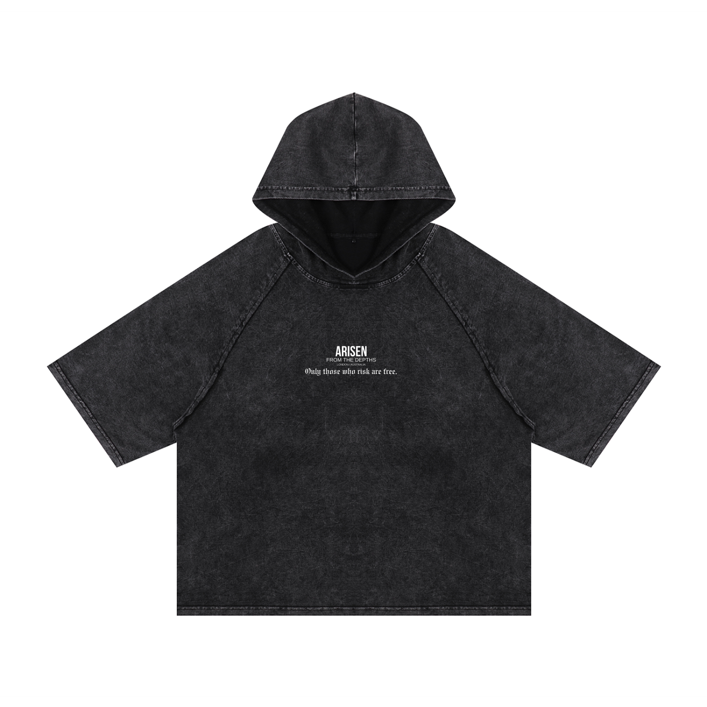 ARISEN™ Snow Washed Hooded Boxy T-Shirt (Onyx Black)