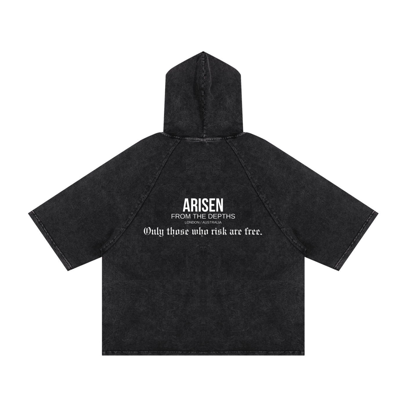 ARISEN™ Snow Washed Hooded Boxy T-Shirt (Onyx Black)