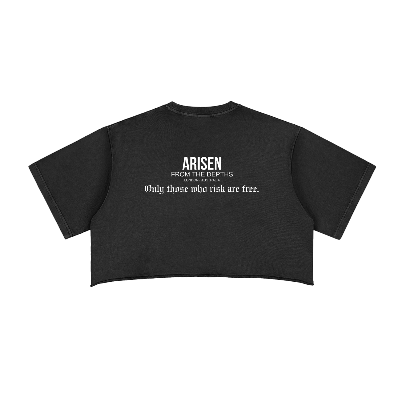ARISEN™ Snow Washed Raw Edge Crop Top (Onyx Black)