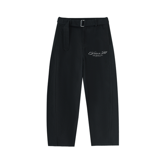 ARISEN™ Twisted-Seam Belted Curved-Blade Pants (Onyx Black)