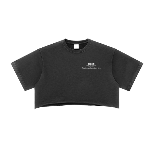 ARISEN™ Snow Washed Raw Edge Crop Top  (Onyx Black)