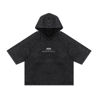 ARISEN™ Snow Washed Hooded Boxy T-Shirt (Onyx Black)