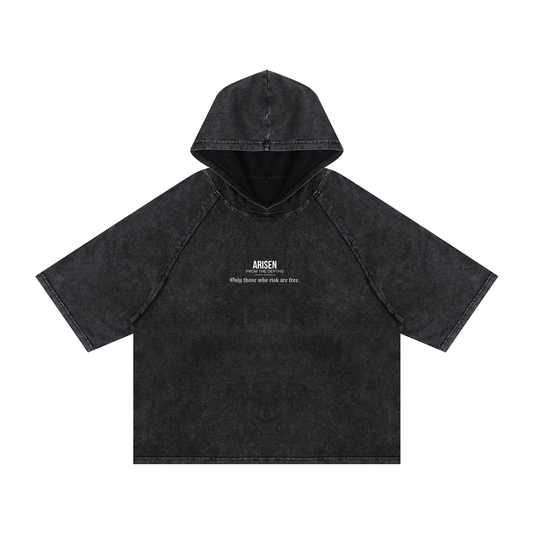 ARISEN™ Snow Washed Hooded Boxy T-Shirt (Onyx Black)
