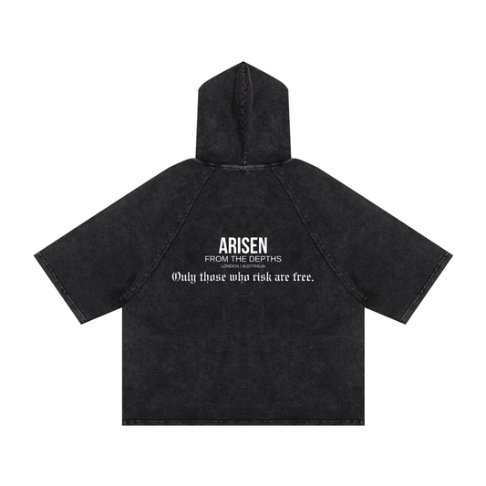 ARISEN™ Snow Washed Hooded Boxy T-Shirt (Onyx Black)